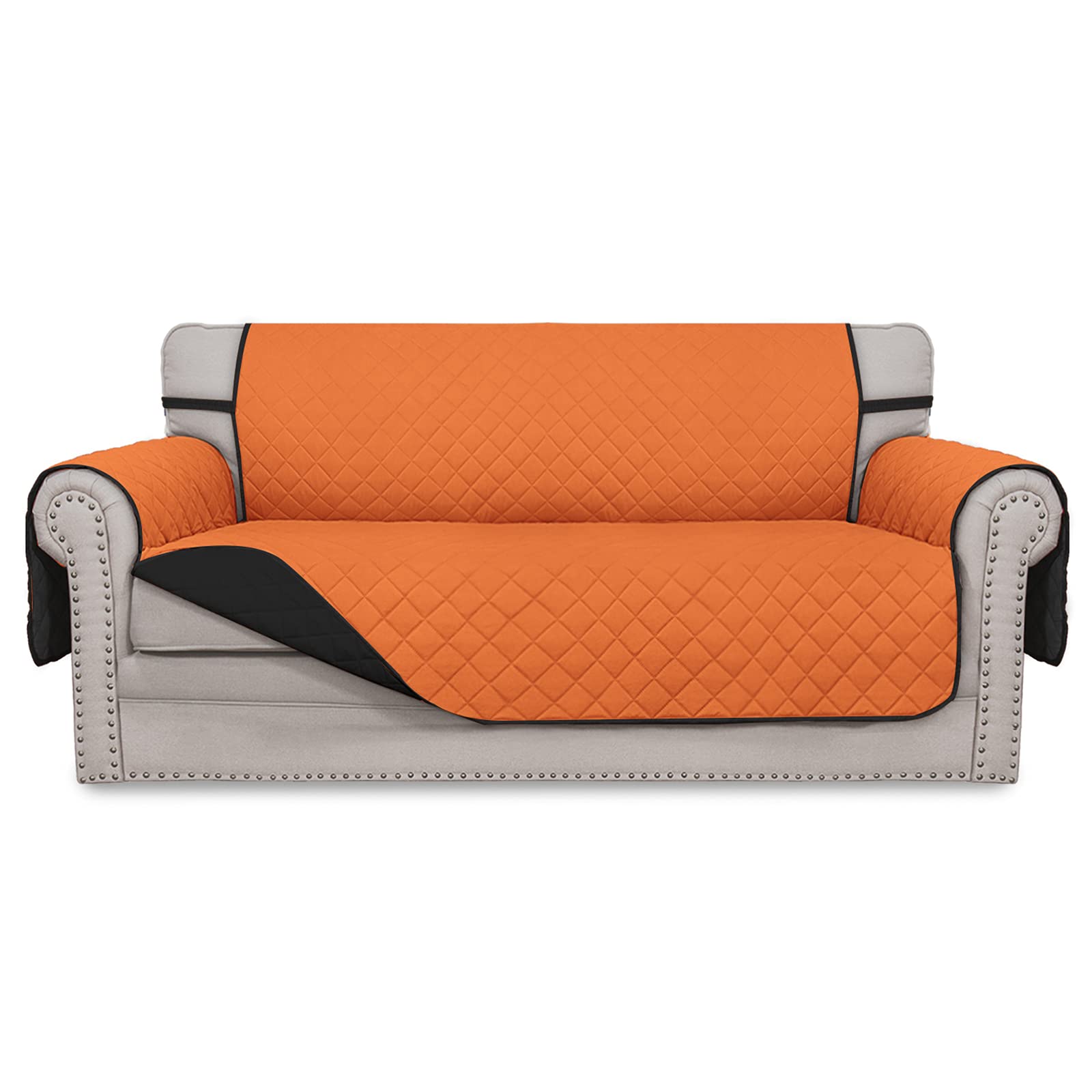 Easy-Going Reversible Couch Cover, 2 Cushion Sofa, Orange/Black
