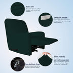 PureFit Super Stretch Chair Sofa Slipcover with Pocket – Spandex Non Slip Soft Couch Sofa Cover, Washable Furniture Protector with Elastic Bottom for Kids, Pets （Recliner, Deep Teal）