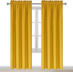 DWCN Blackout Curtains Room Darkening Thermal Insulated Bedroom Curtains Window Curtain Panels, 42 x 84 inches Long, Set of 2 Yellow Rod Pocket Drapes