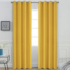 Yakamok Mustard Yellow Room Darkening Grommet Window Drapes Thermal Insulated Light Blocking Blackout Curtains for Bedroom(52Wx84L,2 Panels)