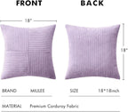 MIULEE Purple Decorative Throw Pillow Covers 18x18 Inch for Couch Bed Sofa Pack of 2 Lavender Boho Farmhouse Throw Pillows Soft Cross Corduroy Patchwork Textured Cushion Cases