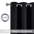 Yakamok Blackout Curtains 38x36 inch Black Thermal Drapes-Kitchen