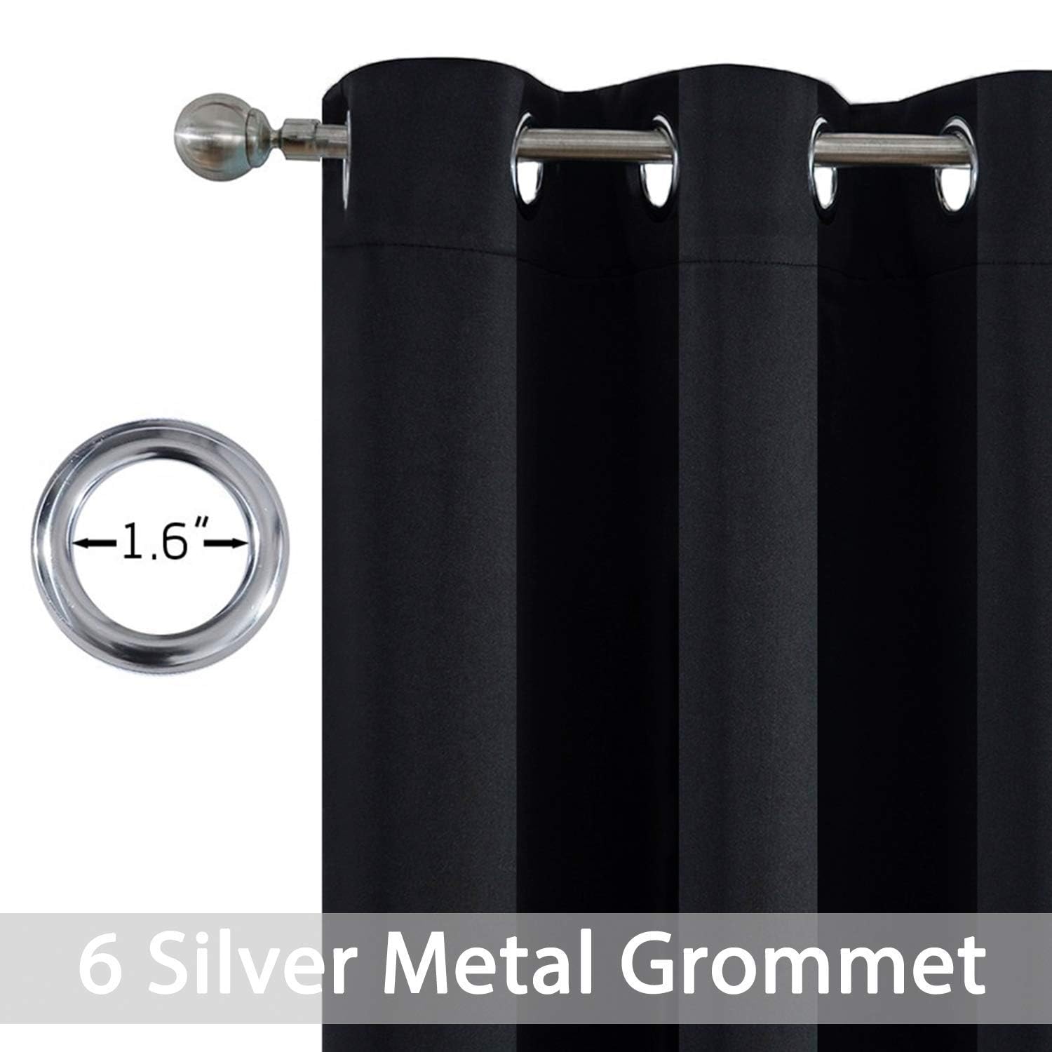 Yakamok Blackout Curtains 38x36 inch Black Thermal Drapes-Kitchen