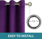 BGment Blackout Curtains for Bedroom - Grommet Thermal Insulated Room Darkening Curtains for Living Room, Set of 2 Panels (38 x 54 Inch, Royal Purple)