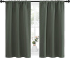 NICETOWN Bedroom Curtains Blackout Draperies - All Season Thermal Insulated Solid Rod Pocket Top Blackout Curtains/Drapes for Kid's Room (Dark Mallard, 1 Pair, 34 x 45 Inch)