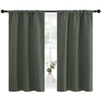 NICETOWN Bedroom Curtains Blackout Draperies - All Season Thermal Insulated Solid Rod Pocket Top Blackout Curtains/Drapes for Kid's Room (Dark Mallard, 1 Pair, 34 x 40 Inch)