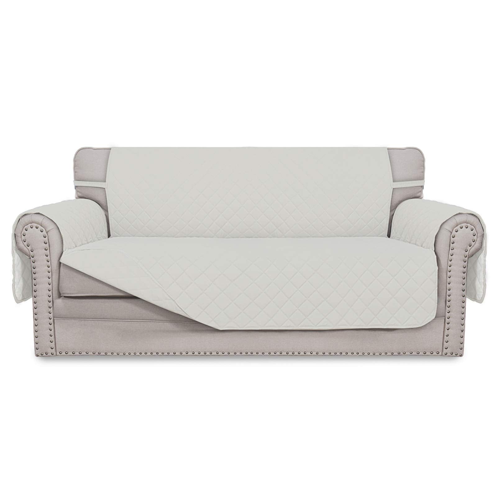 Easy-Going Reversible Couch Cover, 2 Cushion Sofa, Ivory/Ivory