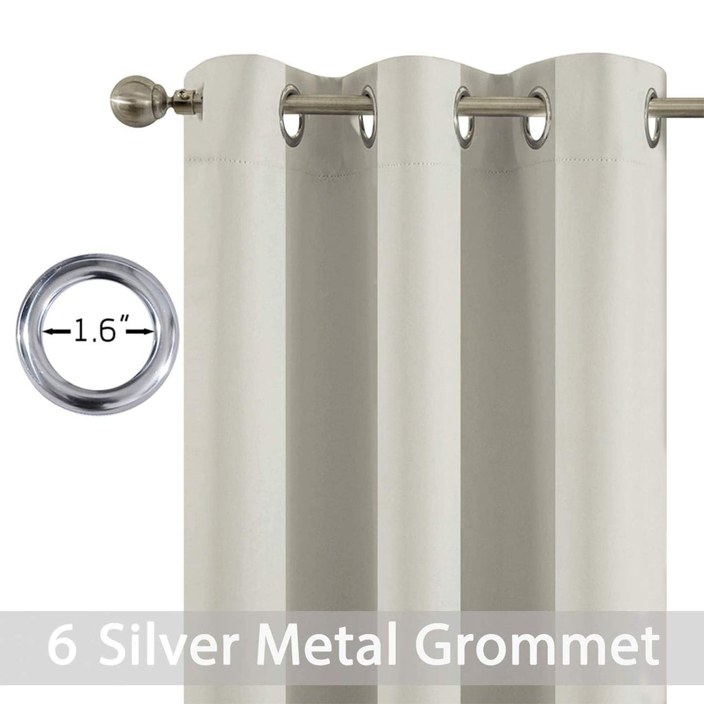 Yakamok Blackout Curtains 38x63 inch Light Beige Thermal Drapes-Bedroom