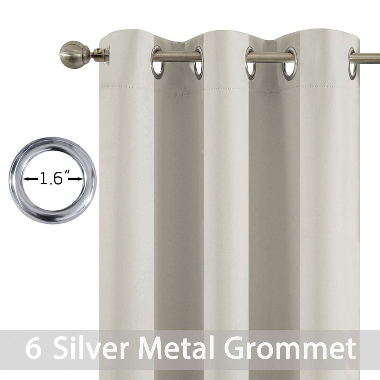 Yakamok Blackout Curtains 38x63 inch Light Beige Thermal Drapes-Bedroom