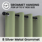 SimpleHome Sage 100% Blackout Curtains Room Darkening Living Room 72 Inch