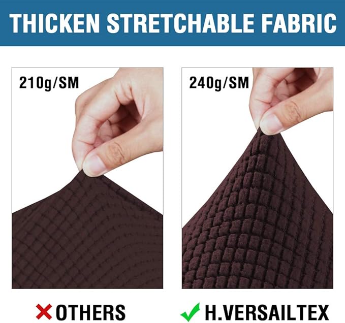 H.VERSAILTEX 3 Piece Stretch Sofa Covers for 2 Cushion Loveseat Couch Covers for Living Room Sofa Slipcovers (Base Cover Plus 2 Seat Cushion Covers) Thicker Jacquard Fabric(Medium Sofa, Chocolate)