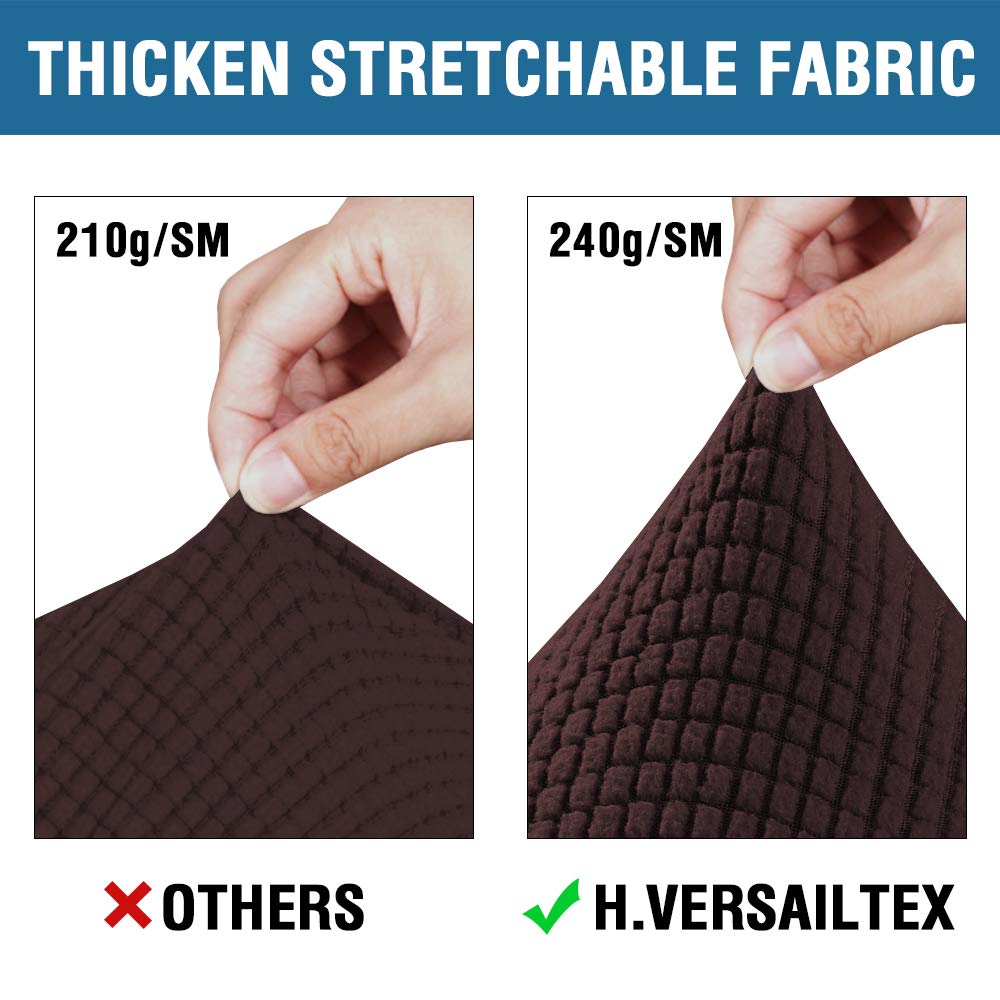 H.VERSAILTEX 4 Piece Stretch Sofa Covers for 3 Cushion Couch Covers for Living Room Furniture Slipcovers (Base Cover Plus 3 Seat Cushion Covers) Upgraded Thicker Jacquard Fabric (Sofa, Chocolate)