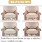 H.VERSAILTEX Velvet Stretch Couch Cushion Cover Plush Cushion Slipcover for Chair Cushion Furniture Protector Seat Cushion Sofa Cover (1 Piece Armchair Cushion Covers, Cream)