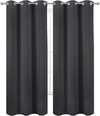 LEMOMO Dark Grey Thermal Blackout Curtains/38 x 84 Inch/Set of 2 Panels Room Darkening Curtains for Bedroom