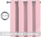 Yakamok Blackout Curtains Room Darkening Thermal Insulated Window Panels,Solid Grommet Top Drapes for Bedroom(52x63 Inch, Pink, 2 Panels)