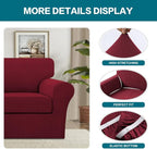 Turquoize 2 Piece Chair Covers Chair Slipcovers for Living Room Armchair Couch Cover Chair Sofa Cover with Individual Cushion Covers Furniture Cover for Chairs Feature Thick Fabric (Chair, Burgundy)