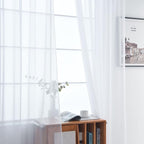 SpaceDresser Basic Rod Pocket Sheer Voile Window Curtain Panels White 1 Pair 2 Panels 70 Width 84 Inch Long for Kitchen Bedroom Children Living Room Yard(White,70 W x 84 L)