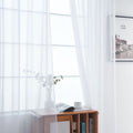 SpaceDresser Basic Rod Pocket Sheer Voile Window Curtain Panels White 1 Pair 2 Panels 60 Width 108 Inch Long for Kitchen Bedroom Children Living Room Yard（White，60Wx 108L）