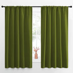 NICETOWN Blackout Draperies and Curtains, Thermal Insulated Window Decoration Blackout Drapes for Kid's Room (Olive Green, 1 Pair, 52 x 63 inches)