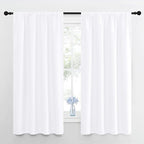 NICETOWN Bedroom Curtains - Window Treatment Rod Pocket Curtains/Drapes for Bedroom (2 Panels, 42 by 63, White)
