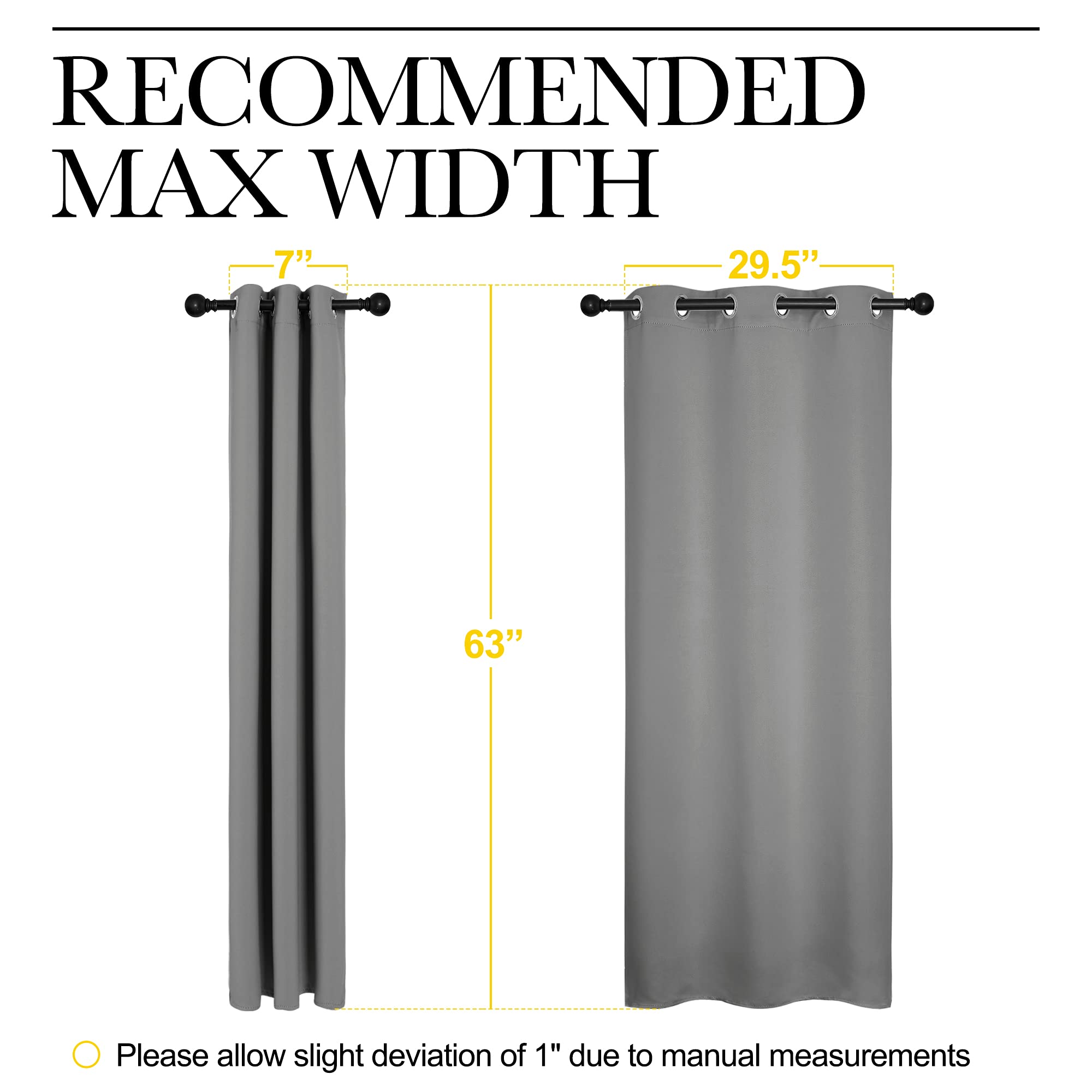 NICETOWN Silver Grey Blackout Curtain Panels for Bedroom, Thermal Insulated Grommet Top Blackout Draperies and Drapes (2 Panels, W34 x L63 inches)