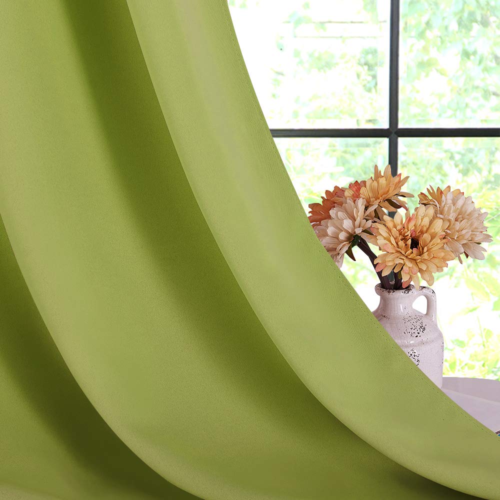NICETOWN Blackout Curtain Panels for Bedroom, 2 Panels, Fresh Green, W42 x L40-inch, Thermal Insulated Grommet Top Blackout Draperies and Drapes for Basement