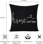 MFGNEH Home Sweet Home Quotes Farmhouse Pillow Covers 18x18 Inch,Farmhouse Decorative Lumbar Throw Pillow Case Cushion Cover,Housewarming Gift,Black