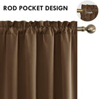 DWCN Blackout Curtains Room Darkening Thermal Insulated Bedroom Curtains Window Curtain Panels, 52 x 54 inches Long, Set of 2 Brown Rod Pocket Drapes