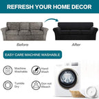 Turquoize 4 Piece Sofa Covers for 3 Cushion Couch Sofa Slipcover Soft Couch Cover for Dogs-Washable Sofa Furniture Covers with 3 Individual Cushion Covers,(3 Cushion Sofa, Black)