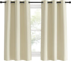 NICETOWN Kitchen Curtains, Short Curtains for Bedroom Windows, Beige, 42" W by 60" L, 1 Pair, Thermal Insulated Room Darkening Curtain Panels for Girls Room, Cafe