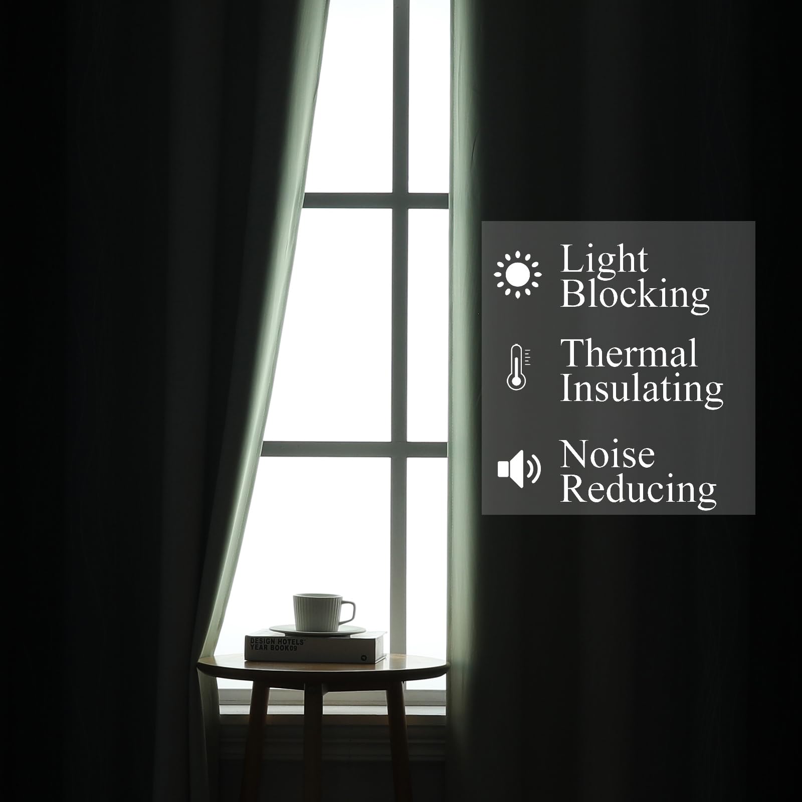 Sage Green and Navy Blue Ombre Blackout Curtains for Living Room 102 Inch