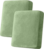 Couch Cover Stretch Velvet Sofa Cushion Cover 2-Piece - Elastic Washable Slipcover for Seat or Backrest, Couch Seat Covers for Sofas (Avocado Green)