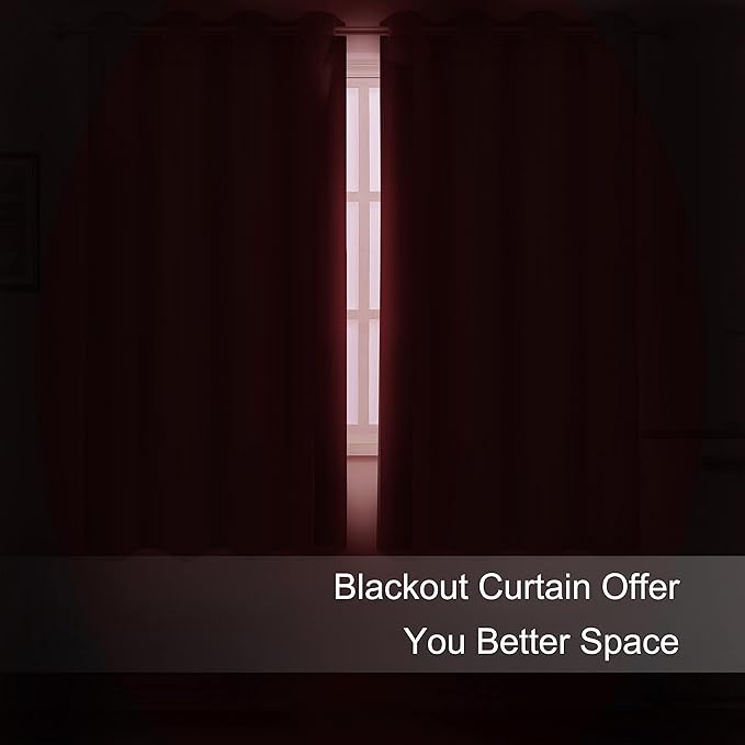 LEMOMO Red Blackout Curtains/52 x 72 Inch/Set of 2 Panels Room Darkening Curtains for Bedroom
