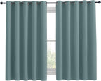 NICETOWN Thermal Insulated Greyish Blue Blackout Curtains for Bedroom, Window Treatment Solid Grommet Room Darkening Drape Panels for Bedroom (Set of 2, 70 by 63 inches Long)