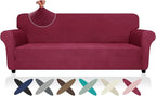 ZNSAYOTX Oversized Super Stretch Couch Cover (92"-115"), New Universal Sofa Covers Comfortable & Durable, Dog Cat Pets Friendly Extra Large Spandex Sofa Slipcovers (Wine Red, XL Sofa)