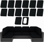 hyha 14Pcs Patio Cushion Covers, Stretch Outdoor Couch Cushion Covers Replacement, Washable Outdoor Chair/Sofa Slipcovers for Patio Furniture Cushions Protector with Elastic Bottom(Black,Cover Only)
