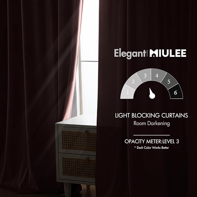 MIULEE Light Pink Velvet Curtains 52x96 inches Luxury Blackout Curtains