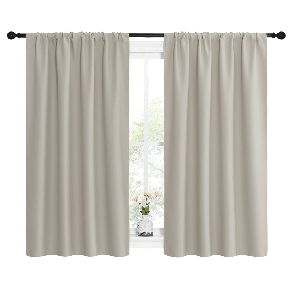 NICETOWN Blackout Curtains for Living Curtains, Room Darkening Window Curtain Panels, Easy-Care Solid Thermal Insulated Draperies/Drapes for Daughter Room (Natural, 2 Panels, 42 by 54)