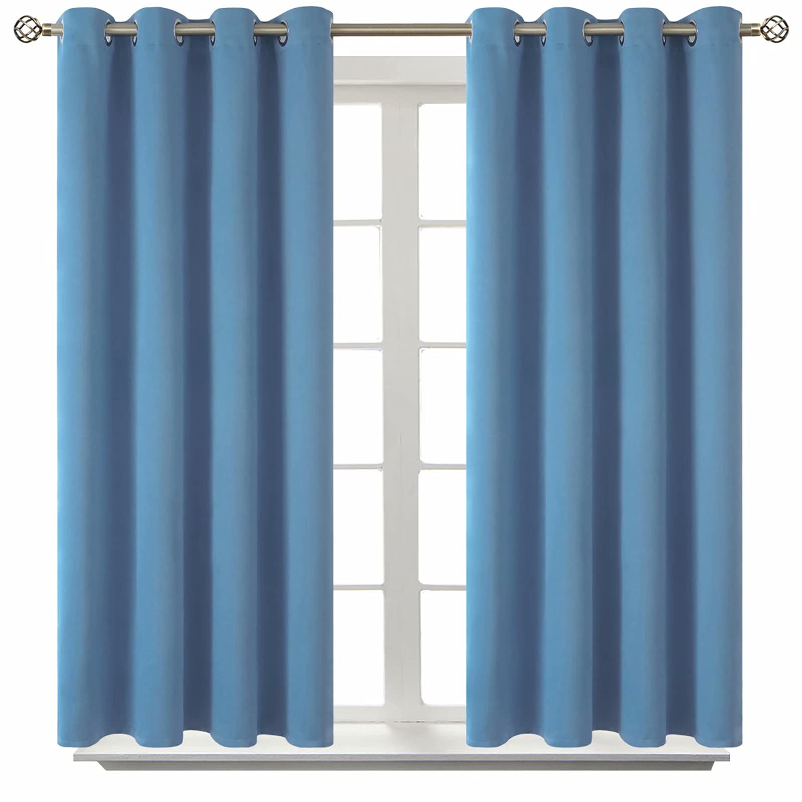 BGment Denim Blue Blackout Curtains for Bedroom 54 Inch Long - 2 Panels