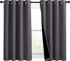NICETOWN 100% Blackout Curtains with Black Liners, Solid Thermal Insulated Full Blackout 2-Layer Lined Drapes, Energy Efficiency Window Draperies for Bedroom (2 Panels, 46" W by 54" L, Grey)
