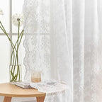 YJ YANJUN Vintage Lace Curtains 120 Inches Long-Victorian Floral Pattern White Sheer Curtain Panels for High Ceiling to Floor Large Windows, Light Filtering, 10 Foot Drapes Privacy W52xL120 10 FT