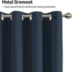 100% Blackout Shield Linen Blackout Curtains for Bedroom, Navy Blue Grommet Curtains for Living Room, Thermal Insulated Room Darkening Drapes for Nursery, Boho Home Decor, 50" W x 63" L, 2 Panels