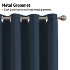 Linen Textured Total Blackout Curtains 72 Inches Long, Navy Blue