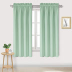 DWCN Blackout Curtains Room Darkening Thermal Insulated Bedroom Curtains Window Curtain Panels, 38 x 63 inches Long, Set of 2 Light Green Rod Pocket Drapes
