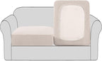 H.VERSAILTEX High Stretch Couch Cushion Covers,Chair Sofa Seat Slipcovers Couch Cushion Cover Stretch Furniture Protector for Kids, Pets(2 Packs Cushion Loveseat Covers, Ivory)