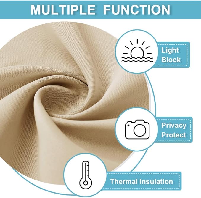 RYB HOME Short Curtains for Bedroom, Room Darkening Insulated