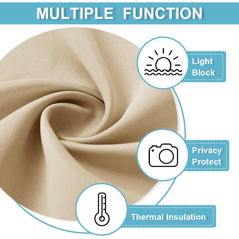 RYB HOME Short Curtains for Bedroom, Room Darkening, Rod Pocket