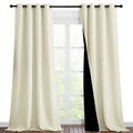NICETOWN Thermal Insulated 100% Blackout Curtains, Noise Reducing Performance Drapes with Black Lining, Full Light Blocking Drapery Panels for Patio (Beige, 1 Pair, 46 inches x 90 inches)