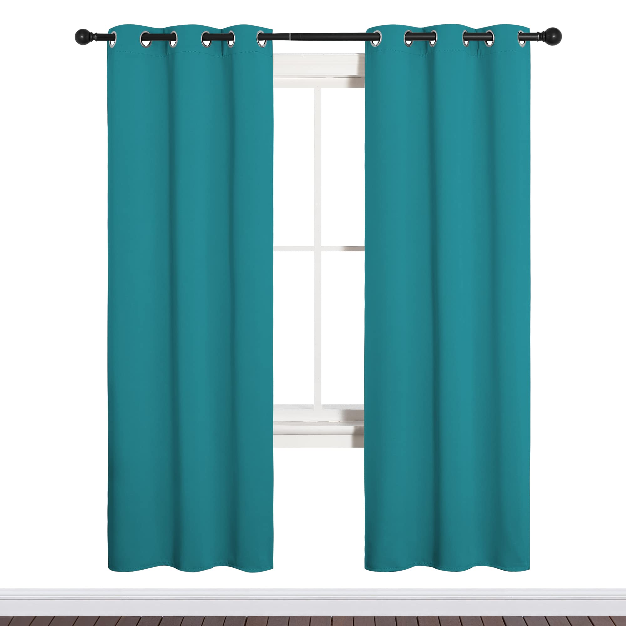NICETOWN Room Darkening Curtains 72 inch Length 2 Panels, Thermal Insulated Grommet Blackout Curtains for Modern Casual Elegant Bedroom Kids Room Theme Decoration (Peacock Teal, 2 Pieces, W34)