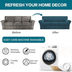 Turquoize 4 Piece Sofa Covers for 3 Cushion Couch Sofa Slipcover Soft Couch Cover for Dogs Washable Furniture Cover with 3 Individual Large Cushion Covers Feature Fabric (Large Sofa, Deep Teal)